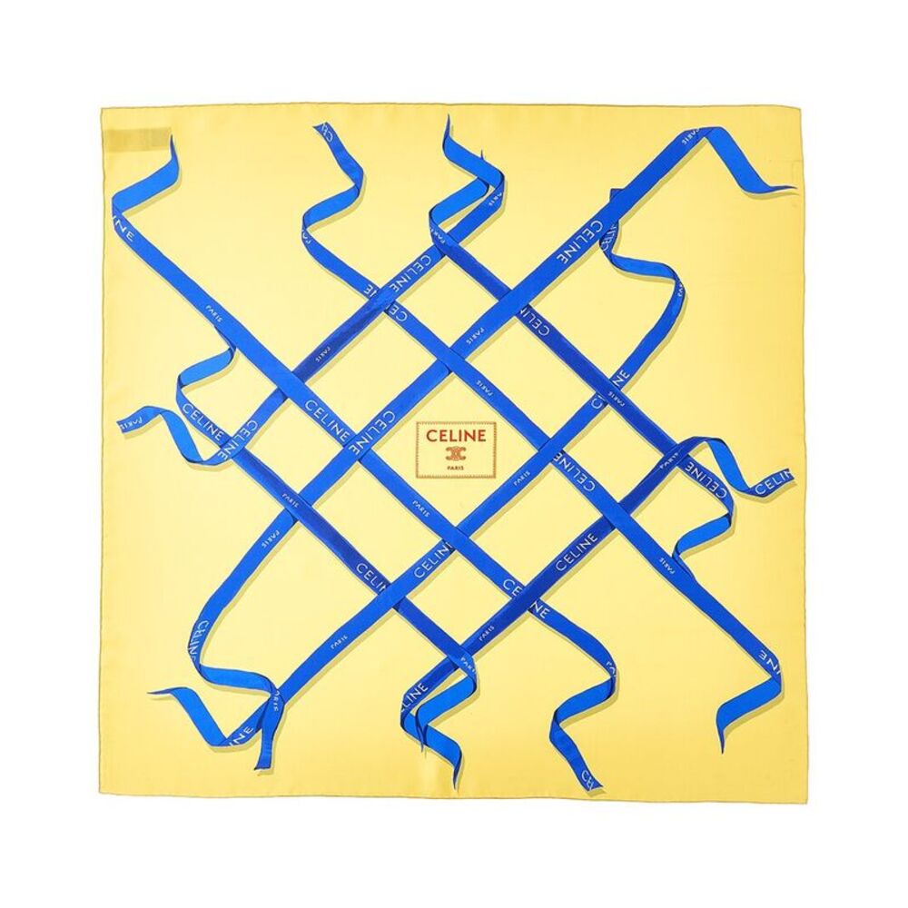 Celine Ribbons In The Sky Silk Scarf, Yellow